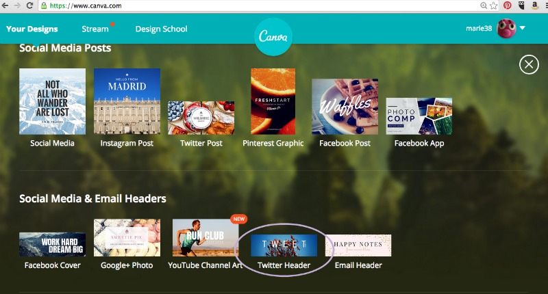 The Twitter Header template on Canva.